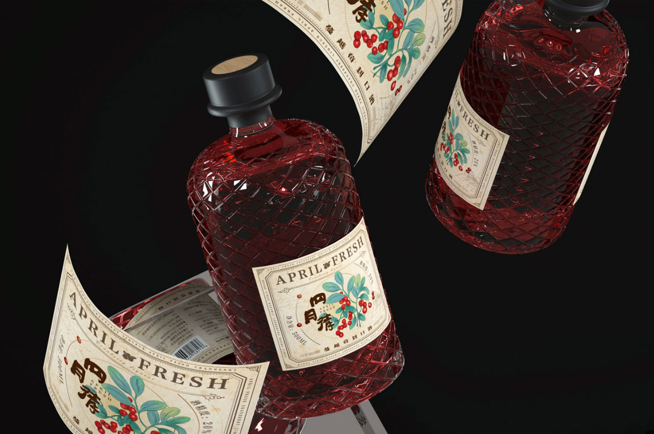 四月清蔓越莓利口酒包装